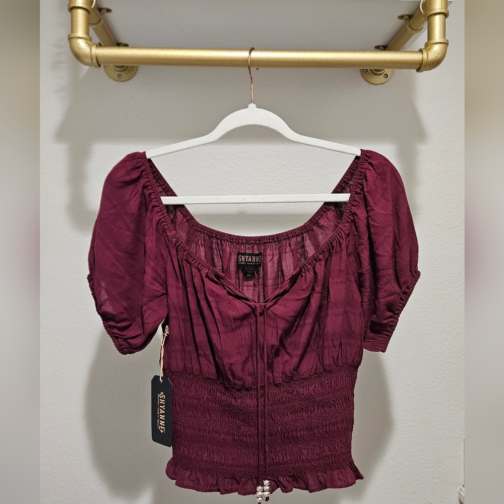 Shyanne Deep Red Puff Sleeve Blouse
